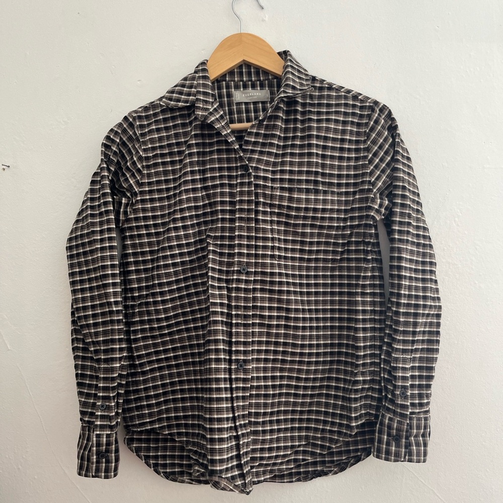 Everlane Brown Black Plaid Button-Down Shirt